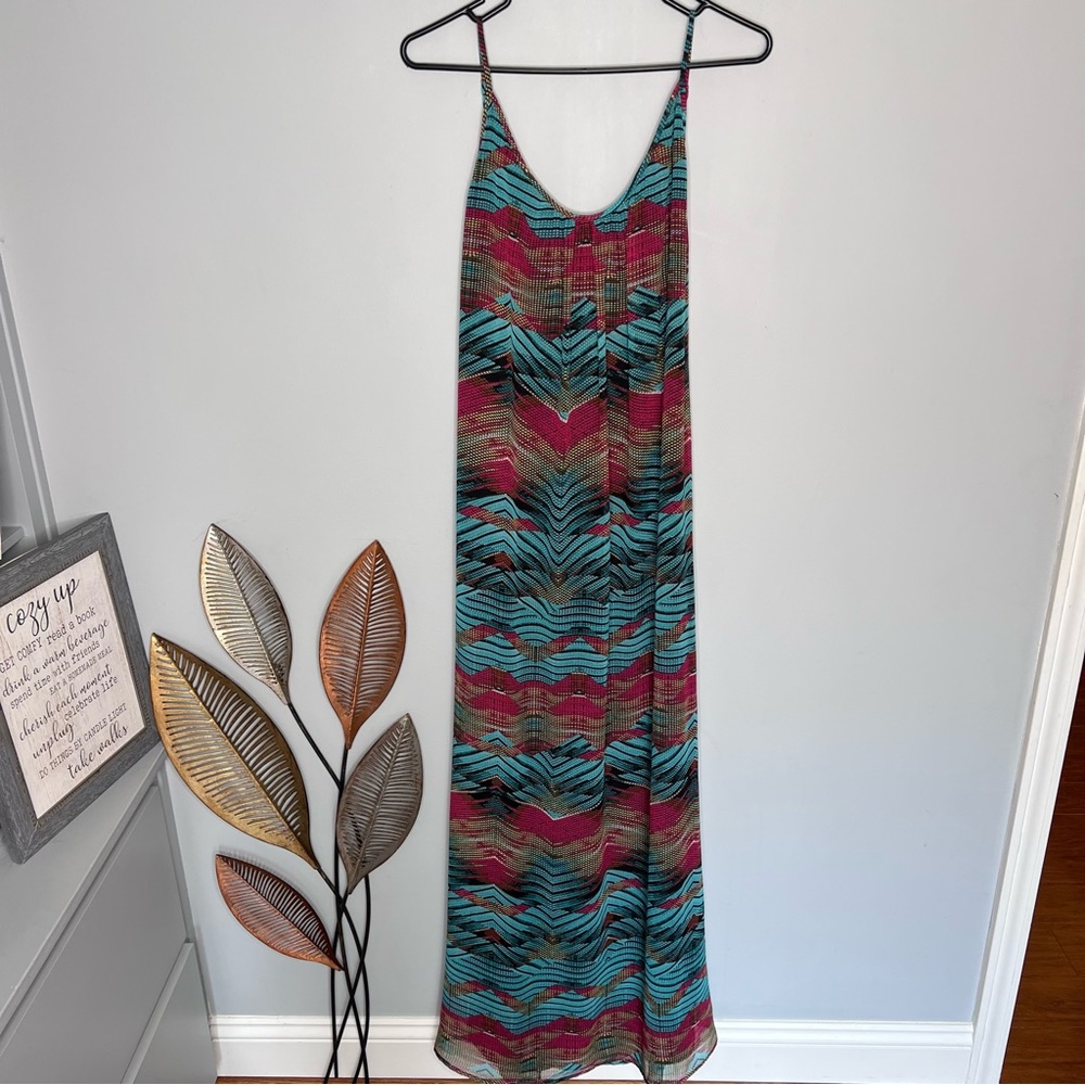 Lavender Brown Crewneck Strap Silk Long Dress A19‎